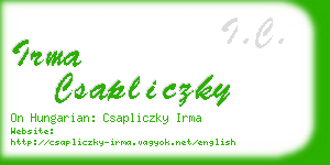 irma csapliczky business card